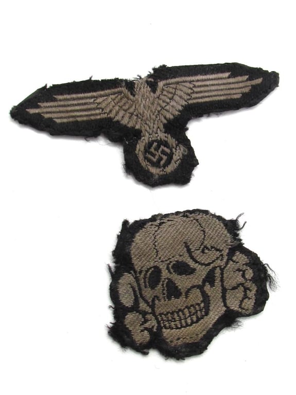 Waffen-SS BeVo cap insignia eagle and skull set