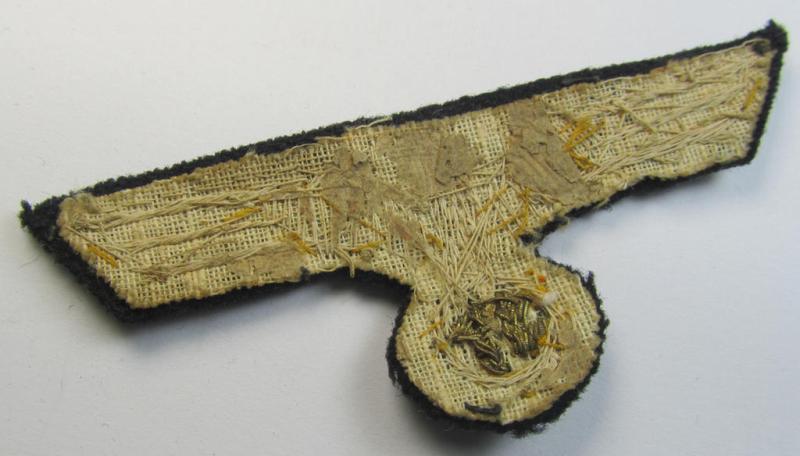Attractive - and just moderately used! - WH (Kriegsmarine) officers'-type, hand-embroidered breast-eagle (ie. 'Brustadler für Offiziere') as was executed in bright-golden-coloured braid as was intended for usage on the various officers'-pattern t...