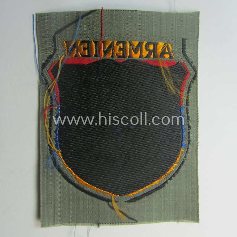 'BeVo'-type armshield entitled: 'Armenien' (being a 'virtually mint- ie. unissued' example as intended for a volunteer who served within the 'Deutsche Wehrmacht' ie. within the 'Armenisches Legion')