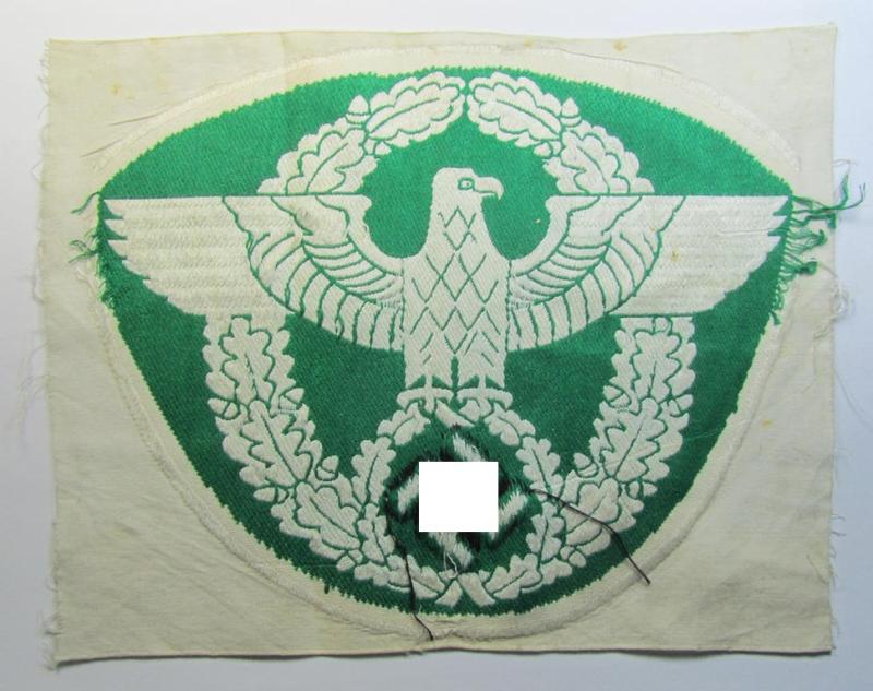 Attractive - and fairly scarcely encountered! - (larger-sized!) police (ie. 'Polizei') 'off-white'-coloured- and/or linnen-based sports'-shirt-eagle as executed in the neat 'BeVo'-weave pattern
