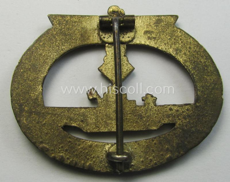 WH (Kriegsmarine) zinc- ie. 'Feinzink'-based: 'U-Bootkriegsabzeichen' being a (typical) non-marker-marked example by the: 'E.Ferd. Wiedmann'-company