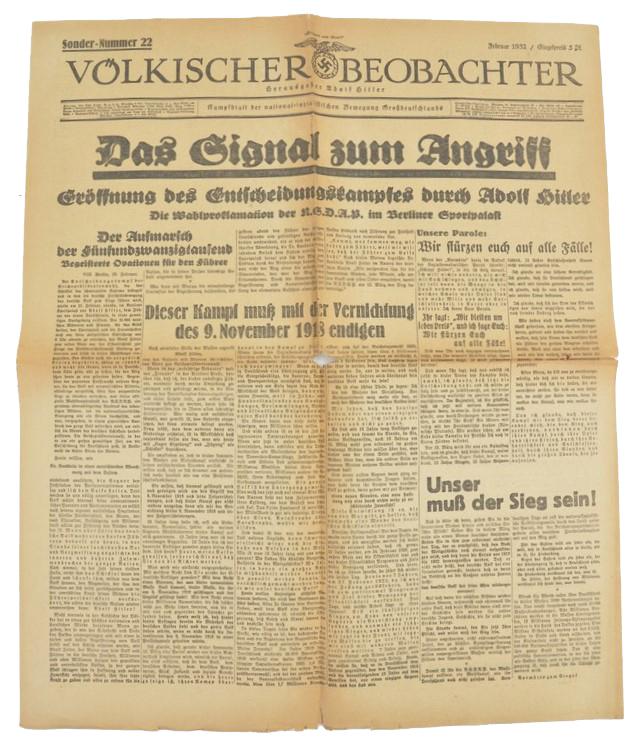 German Newspaper Volkischer Beobachter February 1932