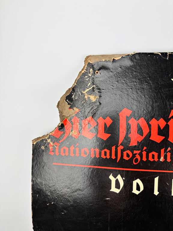 Rare Cardboard NSDAP sign  "Hier spricht die NSDAP"