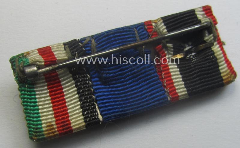 3-pieced, WH (Heeres o. KM) ribbon-bar (ie. 'Band- o. Feldspange') showing resp. the ribbons for a: 'KvK II.Kl. m. S.', a: WH (Heeres o. KM) D.A. der 4. St.' and a: 'Deu.-Ital. Feldzugsmedaille'