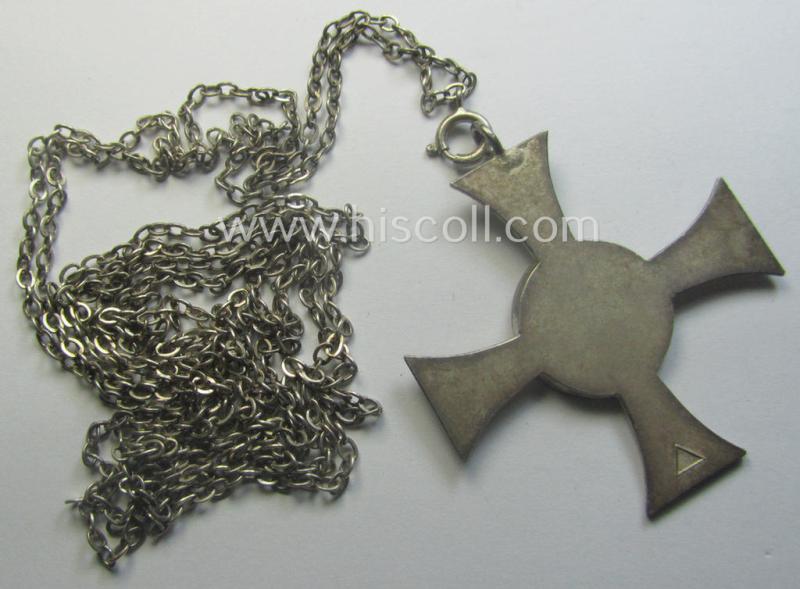 Complete - nicely enamelled and actually fairly scarcely found! - so-called: 'DRK-Schwesternkreuz des 2. Modell' that comes mounted onto its (full length) chain (ie. 'Kettchen' as issued and/or stored for decades