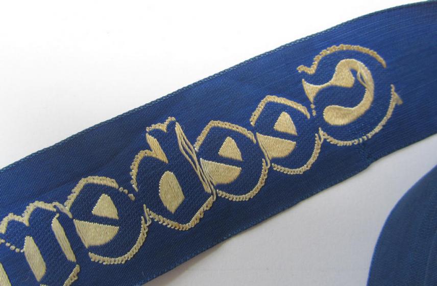 Superb - and with certainty very rarely encountered! - Marine-HJ (ie. 'Marine-Hitlerjugend') cap-tally (ie. 'Mützenband') entitled: 'Seeberufsfachschule' that comes in a very nice ie. moderately used- ie. worn, condition