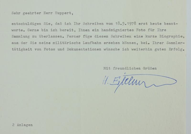 Postcard with Signature of Waffen-SS KC Recipient 'Hugo Eichhorn'