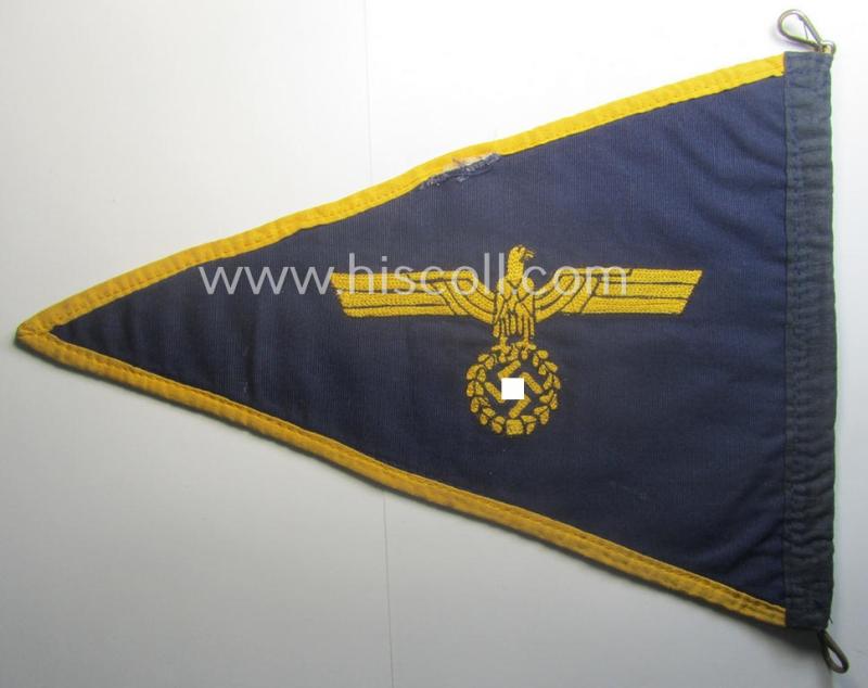 Very decorative - and officially-issued! - so-called: WH (Kriegsmarine) related vehicle- (ie. car-) flag (ie. 'Autostander o. Fahne der Kriegsmarine')