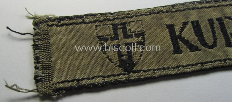 WH (Heeres ie. Kriegsmarine) cuff-title- ie. armband (ie. 'Ärmelstreifen') entitled: 'Kurland' that comes in an overall very nice- (albeit clearly used- ie. tunic-removed-), condition