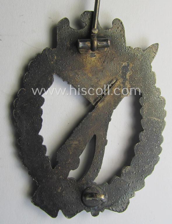 'Infanterie Sturmabzeichen in Silber' being a non-maker-marked, so-called: 'solid-back- ie. copper-coated'-example as was (I deem) produced by the: 'E. Ferd. Wiedmann'-company