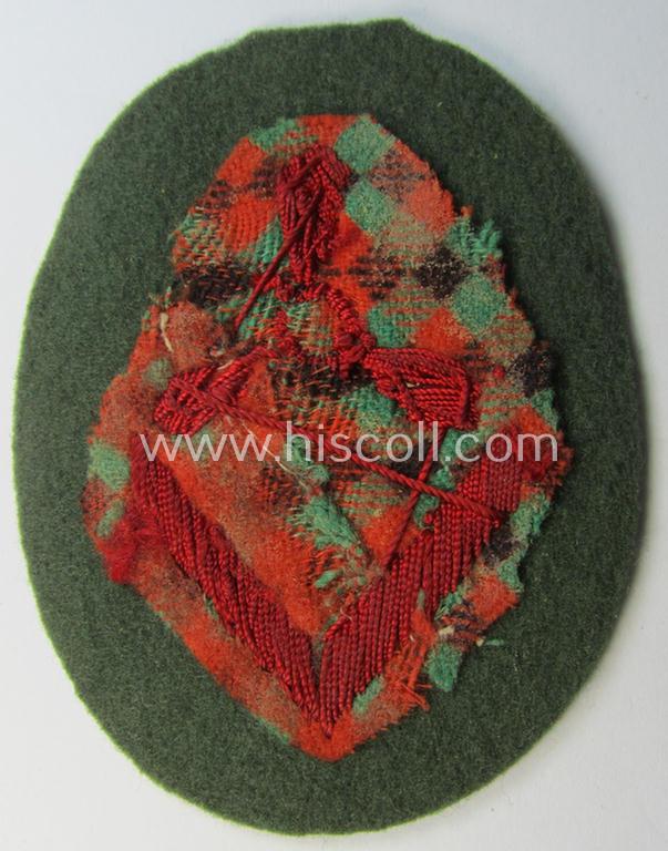 WH (KM) hand-embroidered career- ie. specialist-armbadge (ie. 'Tätigkeits-Abzeichen') as intended for usage by a: 'Küstenartillerie'-staff-member who succesfully completed a: 'Motoren-Lehrgang III'