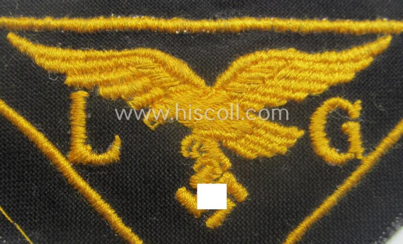 WH (LW) related- (EM- ie. NCO-pattern) machine-embroidered breast-badge ie. eagle-device showing the characters: 'L' and 'G' as was (I deem) specifically intended for staff working within the WH 'Generalluftzeugmeister'- (ie. 'GL'-) organisat...
