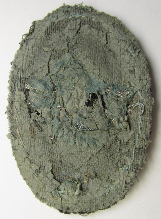 Attractive - and most certainly scarcely encountered! - neatly hand-embroidered so-called: 'Werkschutzdienst' (or: 'WSD') arm-badge (being an example that was as presumably intended for officer-usage)