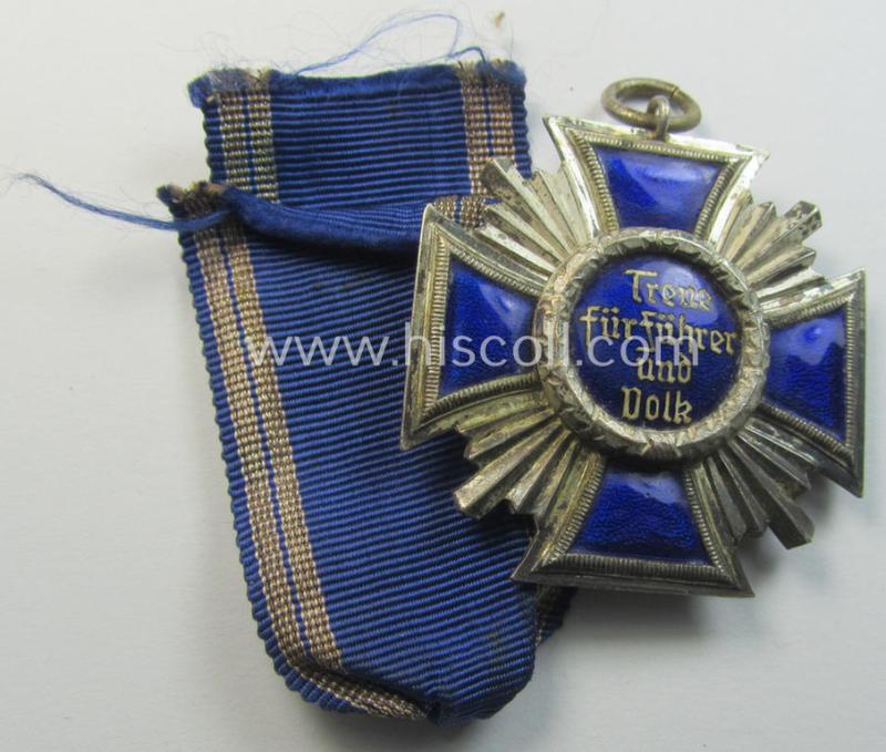 Superb, 'N.S.D.A.P. Dienstauszeichnung in Silber' (ie. '2. Stufe für 15 Jahre t. D.') being a non-maker-marked- (and 'regular-weight') example that comes together with its period (regular-sized) ribbon as issued- and/or worn