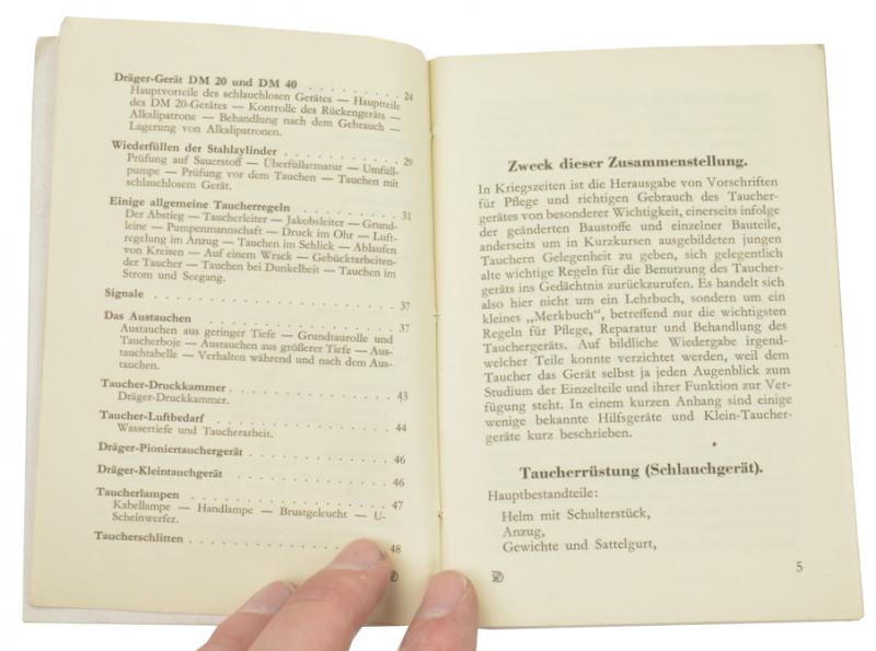 German Booklet 'Gebrauch und pflege des Taucher-Geräts'