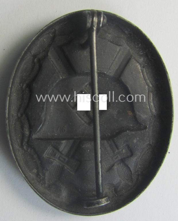 Maker- ie. 'L/16'-marked! - example of a black-class wound-badge (or: 'Verwundeten-Abzeichen in Schwarz') being an example as was produced by the: 'Steinhauer & Lück'-company