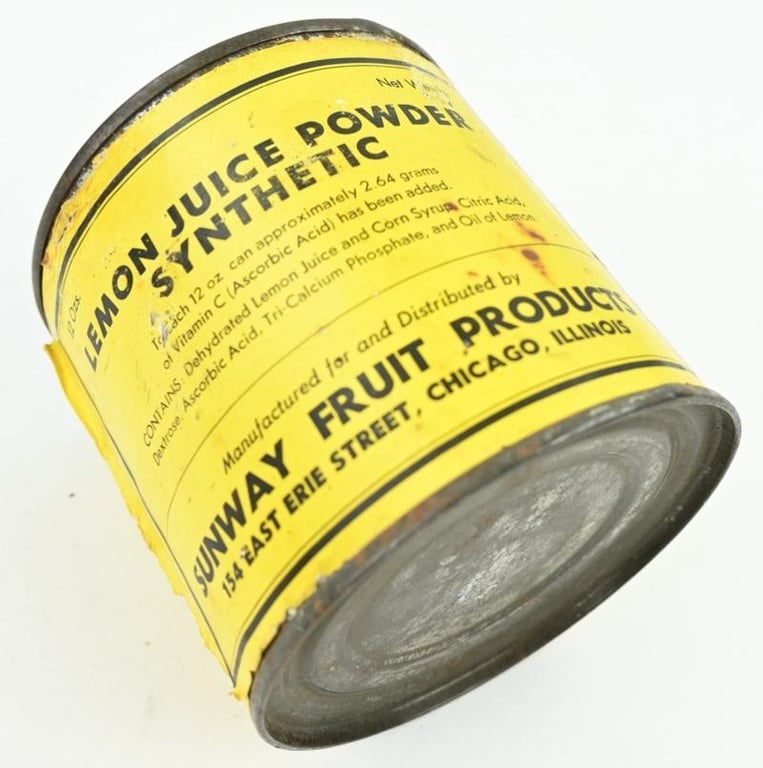 US WW2 Ration 'Lemon Juice Powder' Tin Can