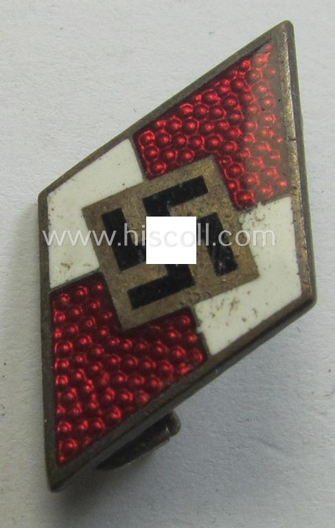 HJ (ie. 'Hitlerjugend') enamelled 'Raute': 'RzM - M1/72'