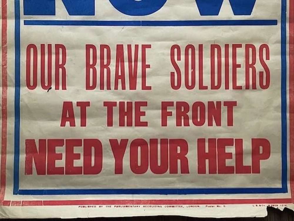 RARE ORIGINAL BRITISH WWI RECRUITING POSTER 1914-1918