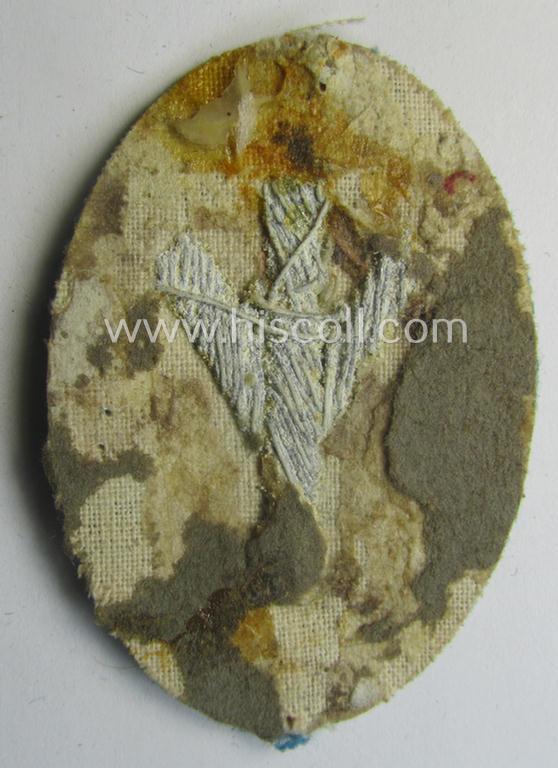 Early-period, HJ- (ie. 'Hitlerjugend') trade- or: specialist-armbadge as executed in the hand-embroidered pattern as was intended for usage by an: 'Arzt u. HJ'-member (or: medical-doctor and HJ-member)