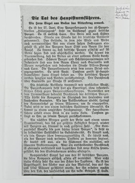German Waffen-SS Ehren-Chronik 'SS-Sturmmann Willi Köndler'