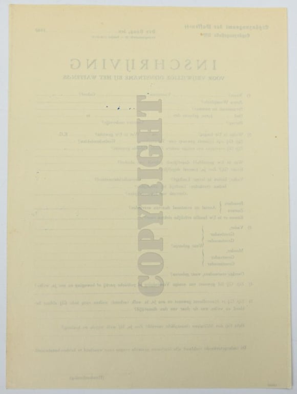 Dutch Waffen-SS Enlistment Form 1940
