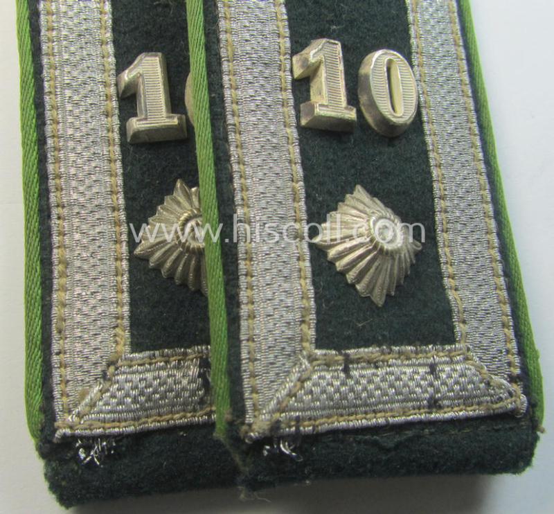 Attractive - fully matching and actually scarcely found! - pair of 'cyphered' WH (Heeres) early- (ie. mid-) war-period- (ie. 'M36- o. M40'-pattern-) NCO-type shoulderstraps as was intended for usage by a: 'Feldwebel des Panzer-Grenadier-Rgts. 10...