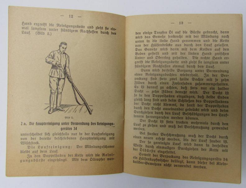 Attractive, smaller-sized-, period (ie. 'Kriegsausgabe') WH instruction-booklet entitled: 'Wie behandle ich mein Kleinkaliber-Gewehr' (= instruction- ie. training-manual for the small-caliber rifle) as was compiled by the 'Schiesslehrer' Hans P...