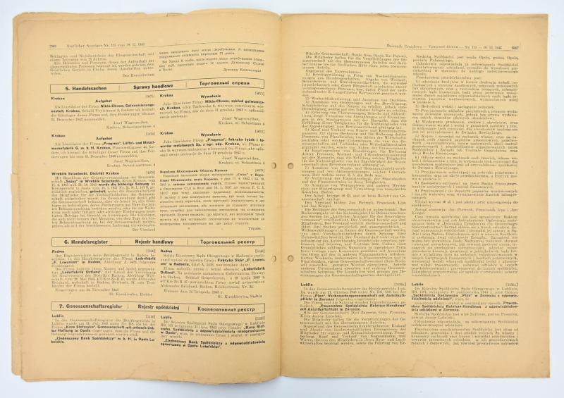 German Generalgoverment Newspaper 'Amtlicher Anzeiger'
