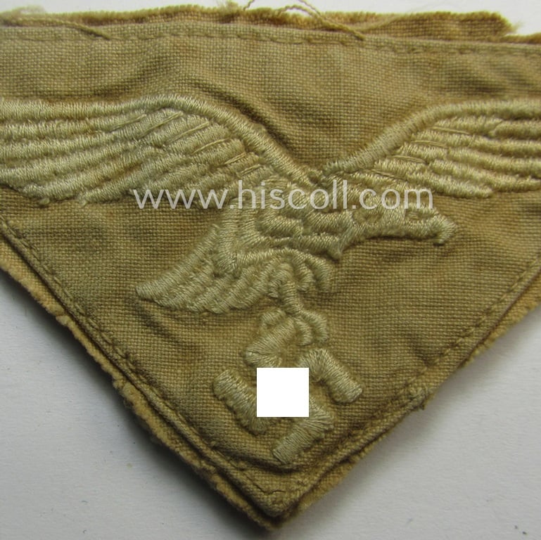 Truly used- and/or carefully shirt-removed (ie. 'cut-out' a shirt!), WH (Luftwaffe) 'tropical'-issued breasteagle as was intended for usage onto the tropical-shirts