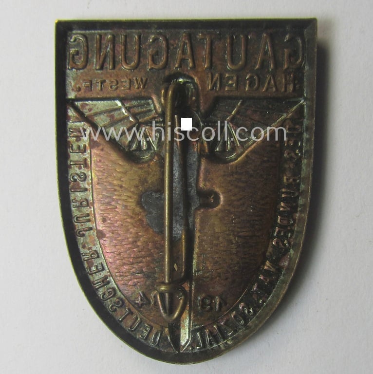 Unusual, BNSDJ- (ie. 'Bund der Nat.Soc. Deutscher Juristen'-) 'tinnie': 'Gautag des Bundes Nat. Sozial. Deutscher Juristen - Hagen Westf. - 1934'