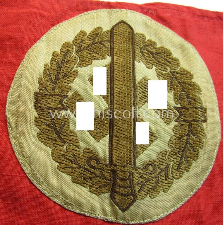 Attractive, linnen-based armband (ie. 'Armbinde') as was intended for usage by the staff of the: 'SA-Wehrmannschaften' (being a hardly used example that still shows its period-attached so-called: 'RzM'-etiket)