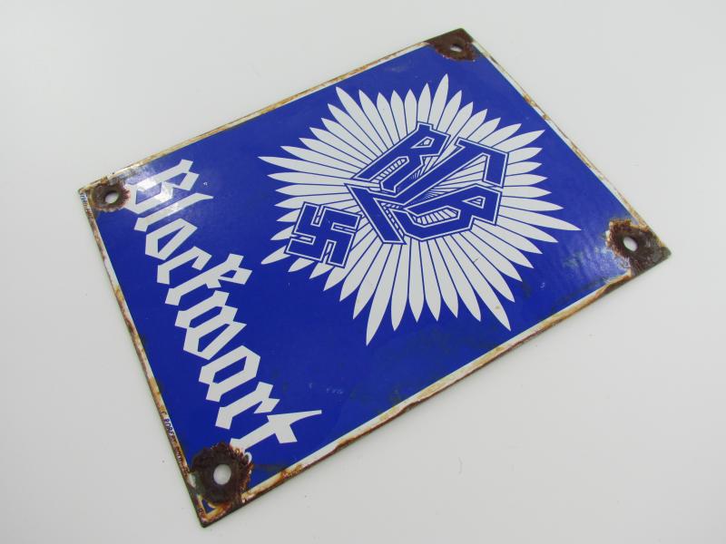 Enamel Sign RLB Blockwart Reichsluftschutzbund ( Reproduction? )