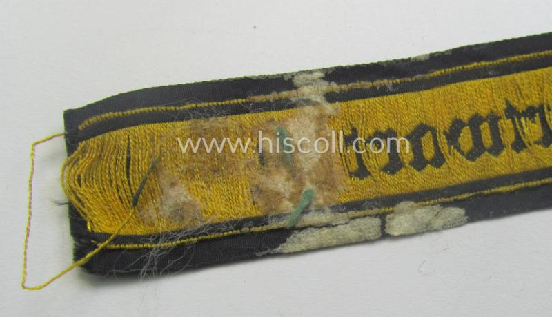 Truly worn- ie. tunic-removed, HJ (Hitlerjugend) cuff-title ie. 'tunic-stripe' (ie. 'Ärmelbänd') as was intended for a: 'HJ-Geländesportwart' (or: HJ-terrain-sports'-instructor)