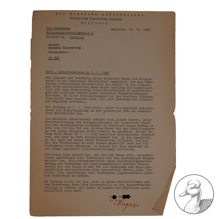 Konvolut Dokumente Deutsche Arbeitsfront Bayreuth-Partei Kreissportwart