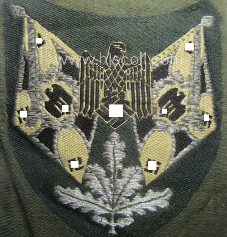 WH (Heeres), flat-wire- (ie. 'BeVo'-) woven 'Ärmelabzeichen für Fahnenträger des Heeres' as was intended for a soldier (ie. NCO) who served within an: 'Infanterie'-unit