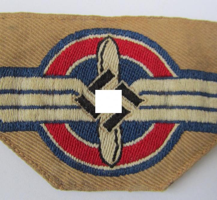 Attractive - and actually rarely seen! - HJ (ie. 'Hitlerjugend') pre-war- (ie. after 1938-) so-called: 'Ärmelabzeichen' (ie. arm-badge) that was intended for usage by a member who served within the so-called: 'Luftsportscharen'