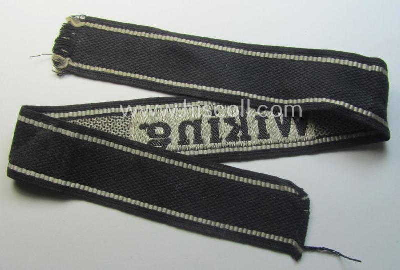 Waffen-SS, 'semi-BeVo'-pattern, EM- (ie. NCO-) type cuff-title (ie. 'Ärmelstreifen') as was intended for a member of the: 5. SS-Panzer-Division "Wiking"