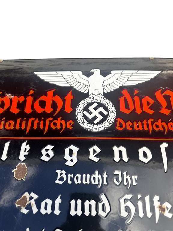 NSDAP Enamel Sign 78x64 cm