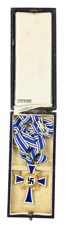 German Mother Cross in Gold with Case