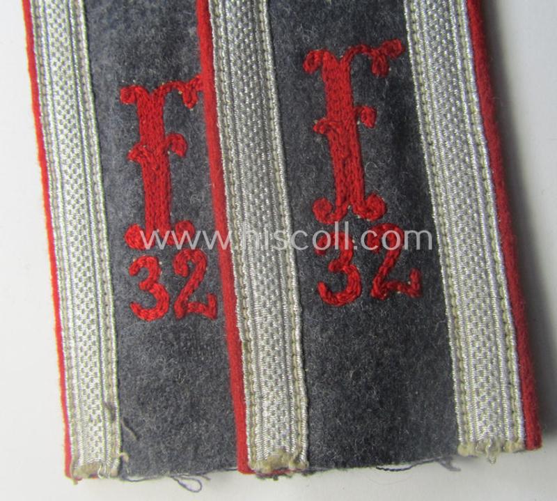 Pair of neatly 'cyphered', WH (Luftwaffe) NCO-type shoulderstraps: 'Unterwachtmeister des Festungs-Flakartillerie-Abtlgs o. Rgts. 32'