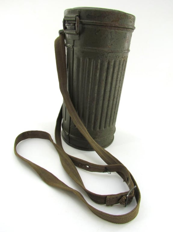 Wehrmacht Early Short Gasmask Cannister With Straps