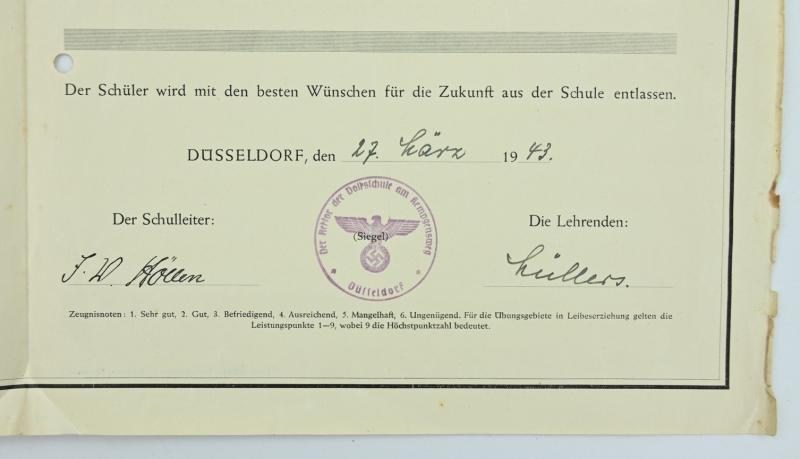 German Third Reich Period School Certificate