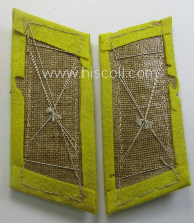 Pair of WH (Heeres) EM- (ie. NCO-) type, so-called: 'Waffenrock'- (ie. dress-) collar-tabs (ie. 'Kragenspiegel'): 'Soldat o. Uffz. eines Nachrichten-Abts. o. Rgts.'