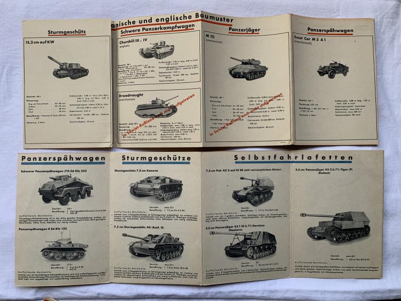 German Recognition Card 'Panzer-Erkennungstafel 1' set