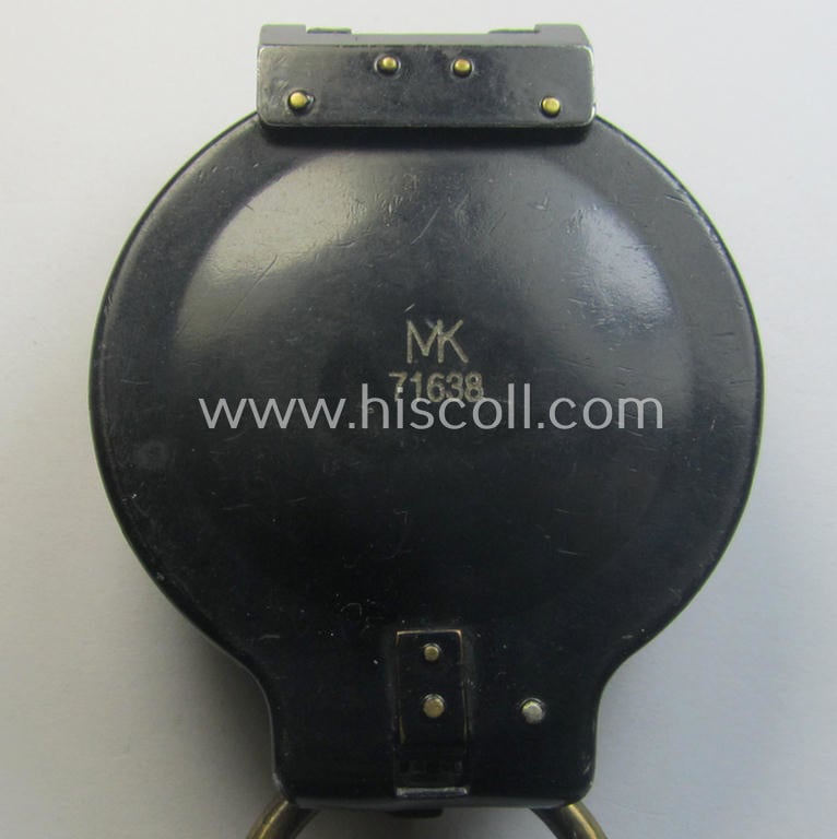 'Standard-issue'-pattern and/or (typical) black-coloured (and/or partly aluminium-based!), WH compass (ie. 'Marschkompass') being a non-marker-marked example that is individually numbered: '71638'