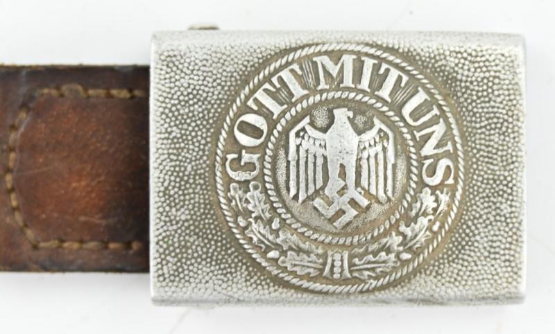 German WH Beltbuckle with leather tab 'St. Merkl'