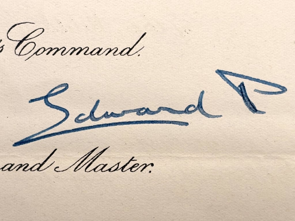 AUTHENTIC MILITARY CITATION HAND SIGNED BY HRH KING GEORGE & PRINCE EDWARD.