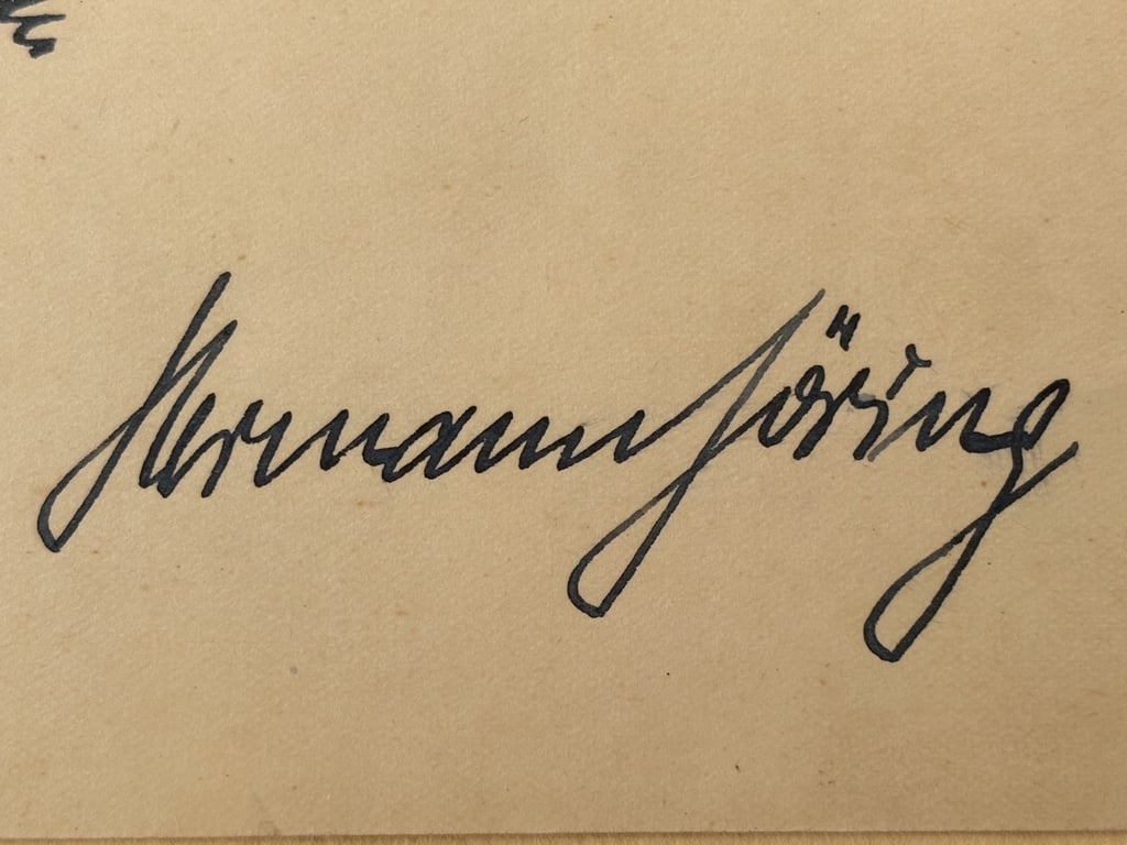 AUTHENTIC GERMAN WW2 HAND INK SIGNATURE OF NAZI LEADER REICHMARSCHALL HERMANN GORING. ADDITIONAL PHOTOS