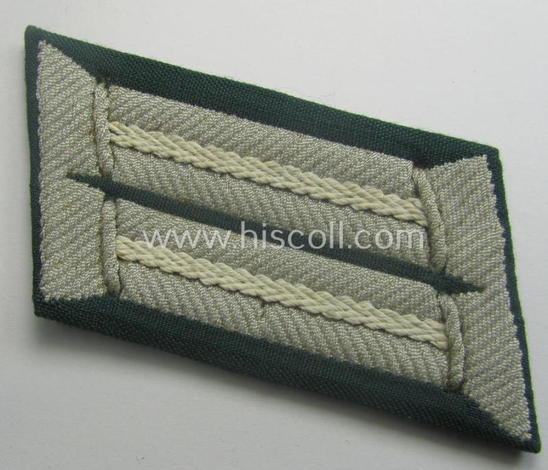 WH (Heeres) pair of (later-war-pattern) officers'-type collar-tabs (ie. 'Kragenspiegel für Offiziere') as executed in 'BeVo'-weave pattern as was intended for an officer serving within the: 'Infanterie-Trpn.'